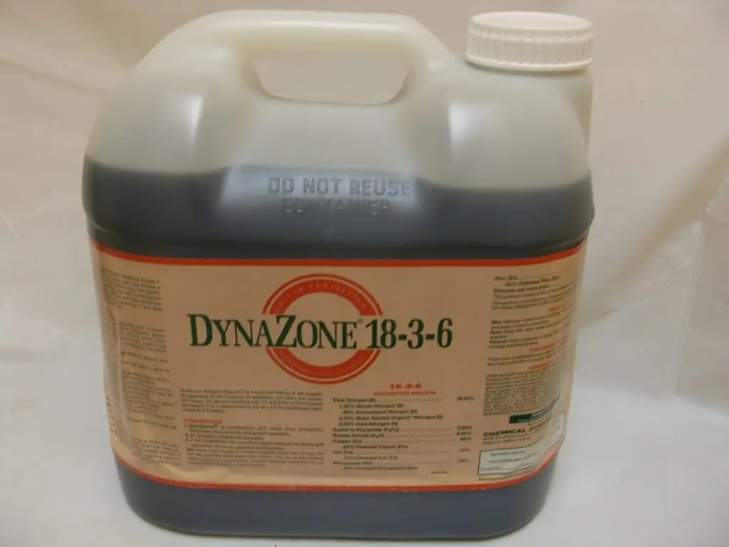 Dynazone 18-3-6 30% CRN Liquid Fertilizer Triazone Fe - 2.5 Gal Dynazone 18-3-6 30% CRN Liquid Fertilizer Triazone Fe - 2.5 Gal