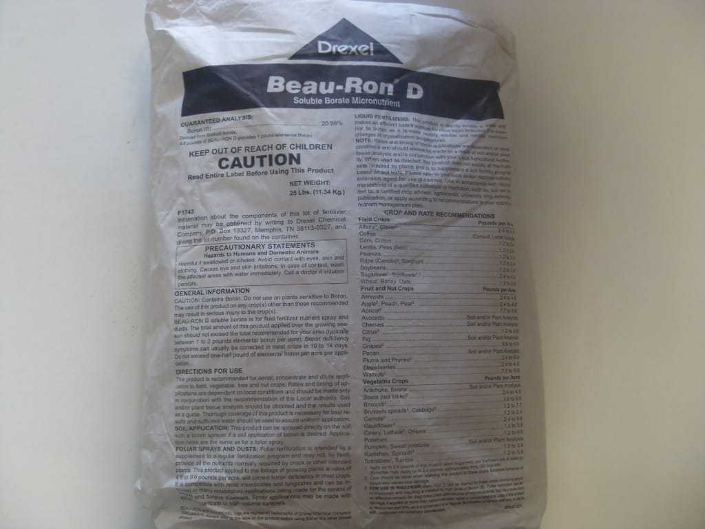 Soluble Foliar Boron Spray Solubor Beau-Ron - 2 - 25 Lb Soluble Foliar Boron Spray Solubor Beau-Ron - 2 - 25 Lb